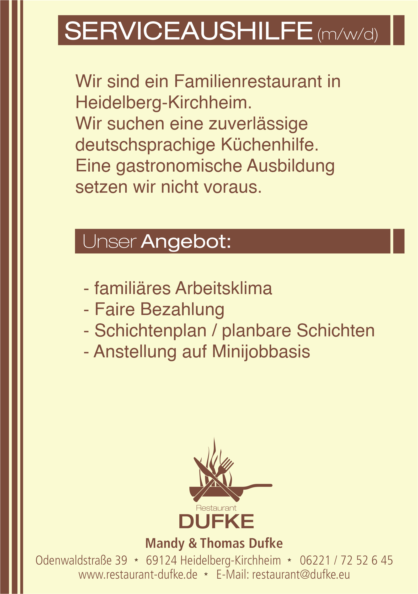 WIR SUCHEN DICH - SERVICEAUSHILFE (m/w/d) WIR SUCHEN DICH - SERVICEAUSHILFE (m/w/d)