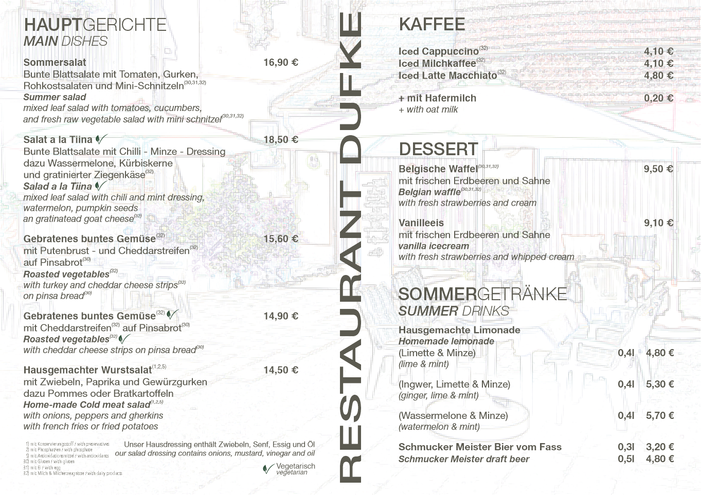 Restaurant DUFKE - Sommerkarte 2025